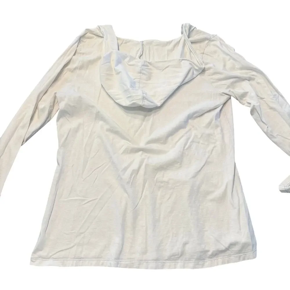 Old Navy Women’s white hoodie, jersey material, split neck, Size XL
